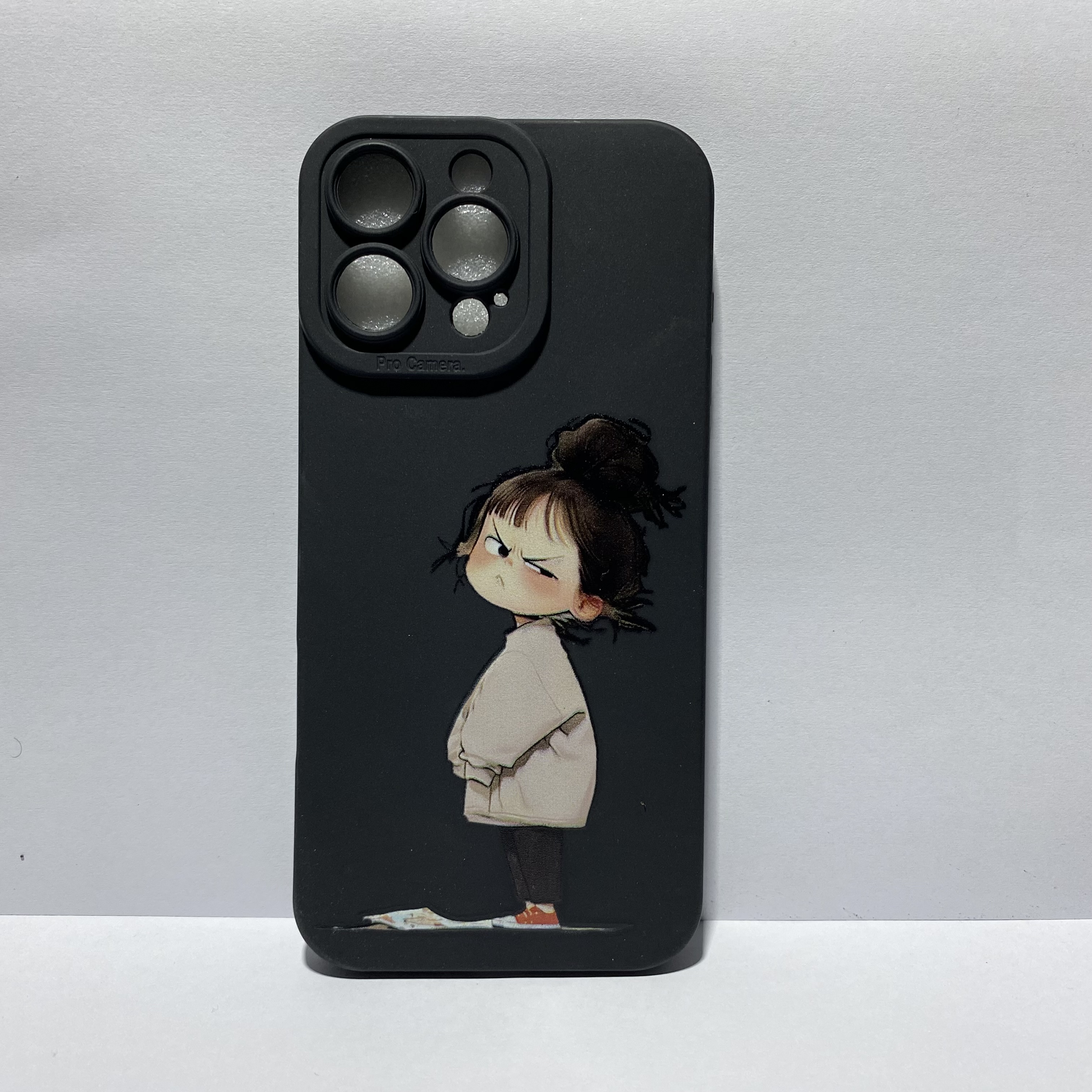 Capa para iPhone 16 Pro Max - Menina Cartoon Preta